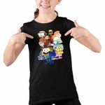 Fashion, accesorii si bijuterii - Copii - Imbracaminte copii - Tricouri copii - Tricou Copii Fete StuGo Tung Sahur Lemingi Bunica Green Maimuta George Eroi Pijama CoolTrend, negru, marime S Copii - Infinity.ro