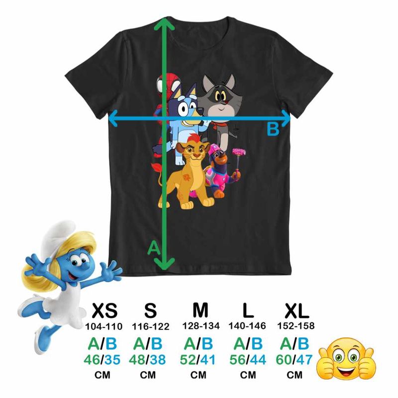 Fashion, accesorii si bijuterii - Copii - Imbracaminte copii - Tricouri copii - Tricou Copii Fete Taffy Paienjenel Bluey Garda Felina Kion Catelusi Constructori CoolTrend, negru, marime M Copii - Infinity.ro