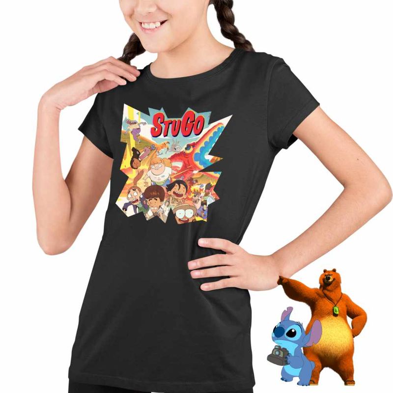 Fashion, accesorii si bijuterii - Copii - Imbracaminte copii - Tricouri copii - Tricou Copii Fete StuGo Desen Animat CoolTrend, negru, marime L Copii - Infinity.ro