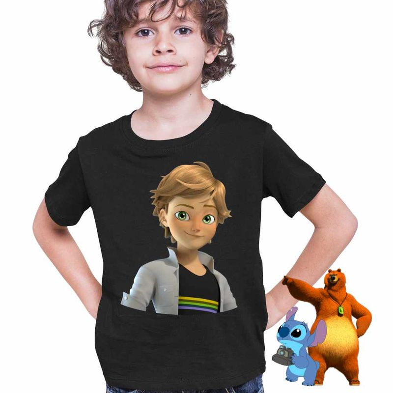 Fashion, accesorii si bijuterii - Copii - Imbracaminte copii - Tricouri copii - Tricou Copii Baieti Adrien Agreste Miraculous Buburuza Noir CoolTrend, negru, marime XS Copii - Infinity.ro