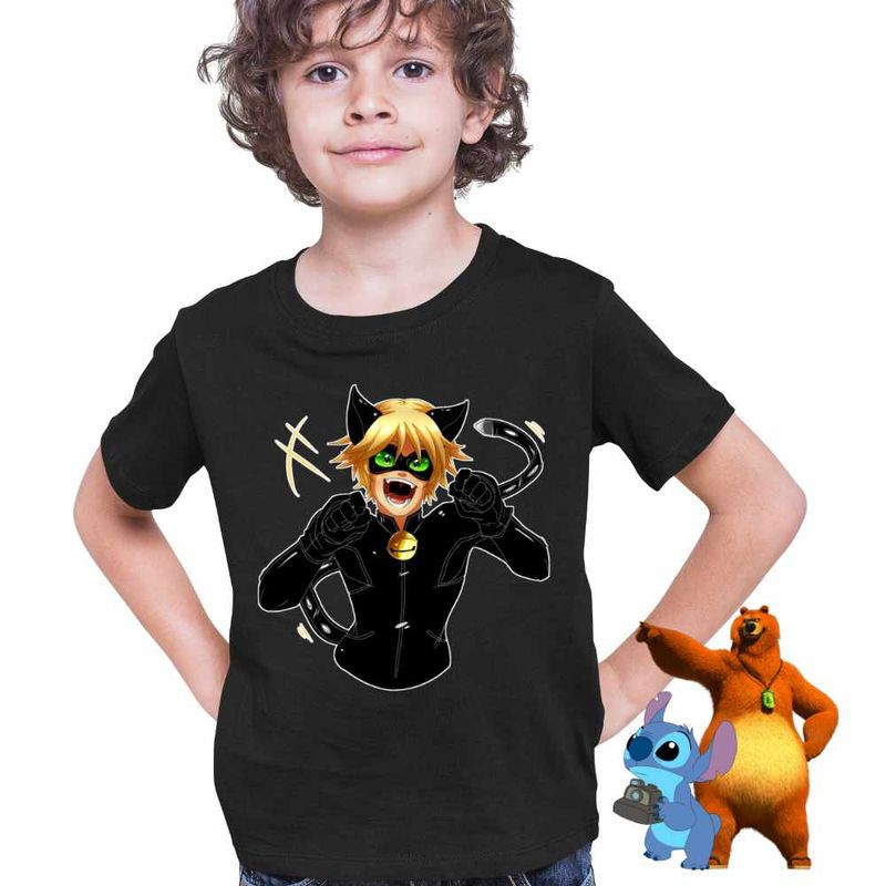 Fashion, accesorii si bijuterii - Copii - Imbracaminte copii - Tricouri copii - Tricou Copii Baieti Adrian Agreste Miraculos Adrien Motanul Negru Noir CoolTrend, negru, marime S Copii - Infinity.ro