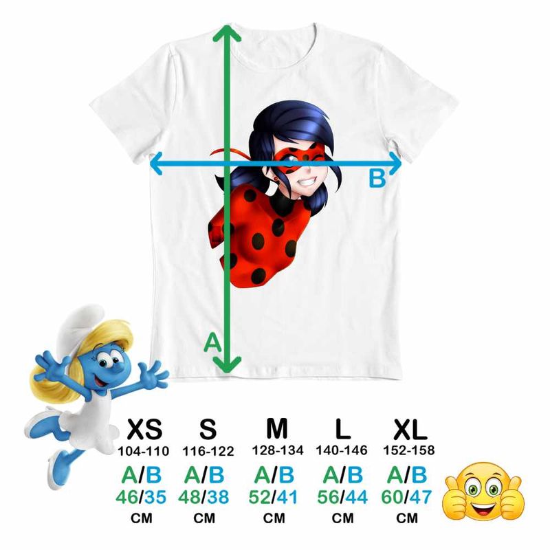Fashion, accesorii si bijuterii - Copii - Imbracaminte copii - Tricouri copii - Tricou Copii Fete Miraculos Buburuza Marinette Ladybug Miraculous CoolTrend, alb, marime L Copii - Infinity.ro
