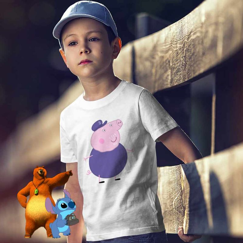 Fashion, accesorii si bijuterii - Copii - Imbracaminte copii - Tricouri copii - Tricou Copii Baieti Bunicu Purcelusa Peppa Pig CoolTrend, alb, marime XS Copii - Infinity.ro