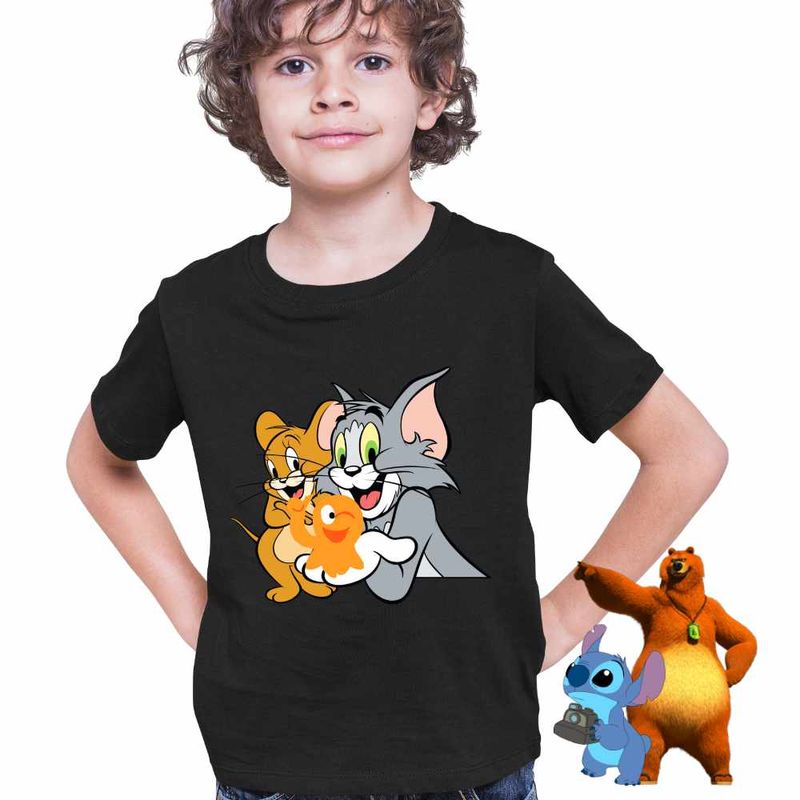 Fashion, accesorii si bijuterii - Copii - Imbracaminte copii - Tricouri copii - Tricou Copii Baieti Lamput Tom si Jerry CoolTrend, negru, marime L Copii - Infinity.ro