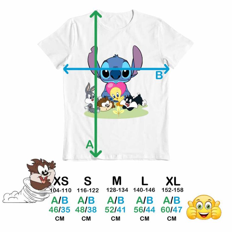 Fashion, accesorii si bijuterii - Copii - Imbracaminte copii - Tricouri copii - Tricou Copii Fete Daffy Duck Stitch Bugs Bunny Tweety Desene Vechi, alb, marime XS Copii - Infinity.ro