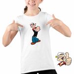 Fashion, accesorii si bijuterii - Copii - Imbracaminte copii - Tricouri copii - Tricou Copii Fete Popeye Marinarul Looney Cartoon Pescar, alb, marime M Copii - Infinity.ro