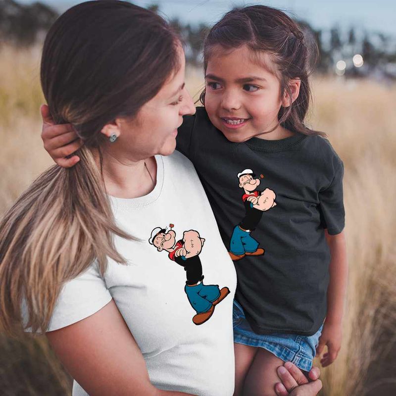 Fashion, accesorii si bijuterii - Copii - Imbracaminte copii - Tricouri copii - Tricou Copii Fete Popeye Marinarul Looney Cartoon Pescar, alb, marime M Copii - Infinity.ro