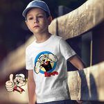 Fashion, accesorii si bijuterii - Copii - Imbracaminte copii - Tricouri copii - Tricou Copii Baieti Marinar Popeye Desene Animate Timonier, alb, marime S Copii - Infinity.ro
