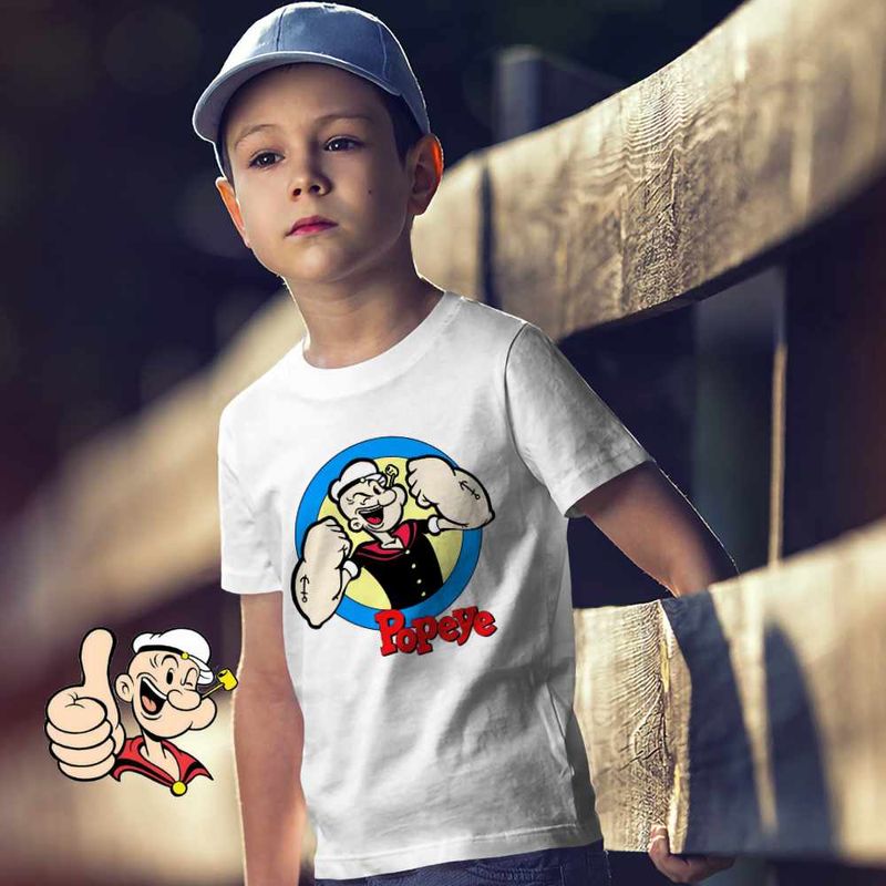 Fashion, accesorii si bijuterii - Copii - Imbracaminte copii - Tricouri copii - Tricou Copii Baieti Marinar Popeye Desene Animate Timonier, alb, marime S Copii - Infinity.ro
