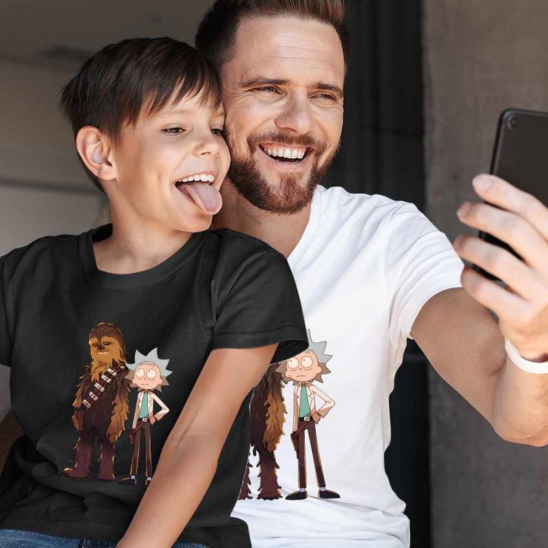 Fashion, accesorii si bijuterii - Copii - Imbracaminte copii - Tricouri copii - Tricou Copii Baieti Rick and Morty Chewbacca Star Wars, alb, marime XS Copii - Infinity.ro
