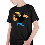 Fashion, accesorii si bijuterii - Copii - Imbracaminte copii - Tricouri copii - Tricou Copii Baieti Johnny Bravo Elvis Presley Sport, negru, marime XS Copii - Infinity.ro