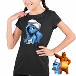 Fashion, accesorii si bijuterii - Copii - Imbracaminte copii - Tricouri copii - Tricou Copii Fete Strumfita Printesa Elf CoolTrend, negru, marime L Copii - Infinity.ro