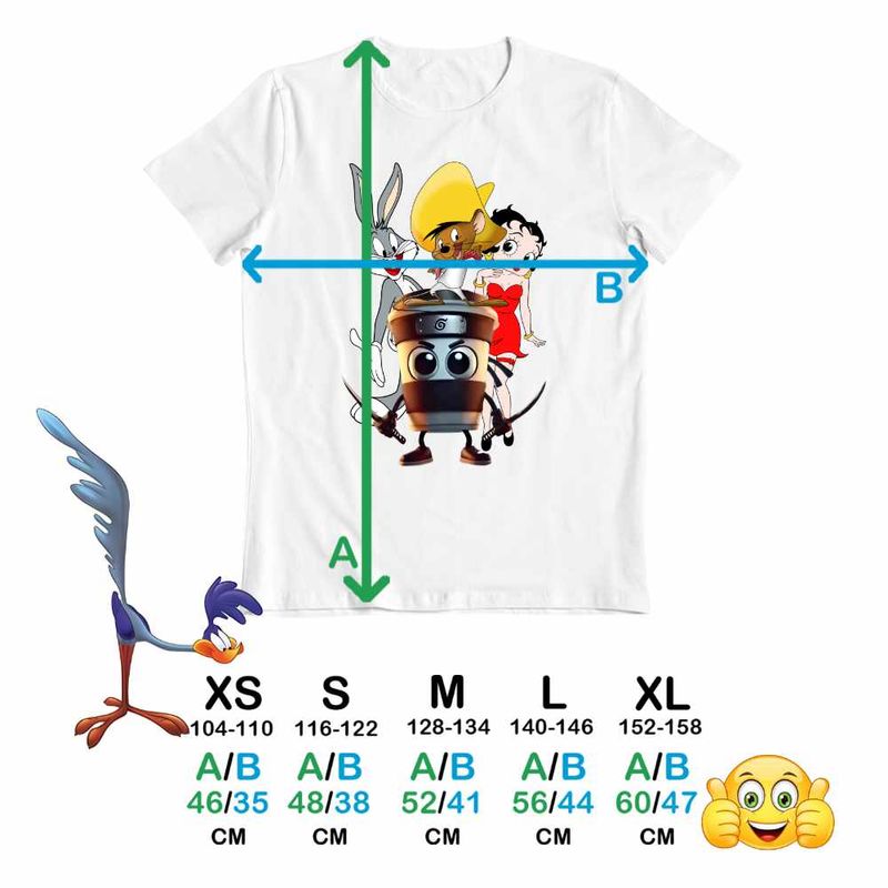 Fashion, accesorii si bijuterii - Copii - Imbracaminte copii - Tricouri copii - Tricou Copii Baieti Speedy Gonzales Capucino Asasino Bugs Bunny Betty Boop, alb, marime S Copii - Infinity.ro