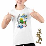 Fashion, accesorii si bijuterii - Copii - Imbracaminte copii - Tricouri copii - Tricou Copii Fete Marvin Stitch Bugs Bunny Strumfita Strumfii, alb, marime L Copii - Infinity.ro