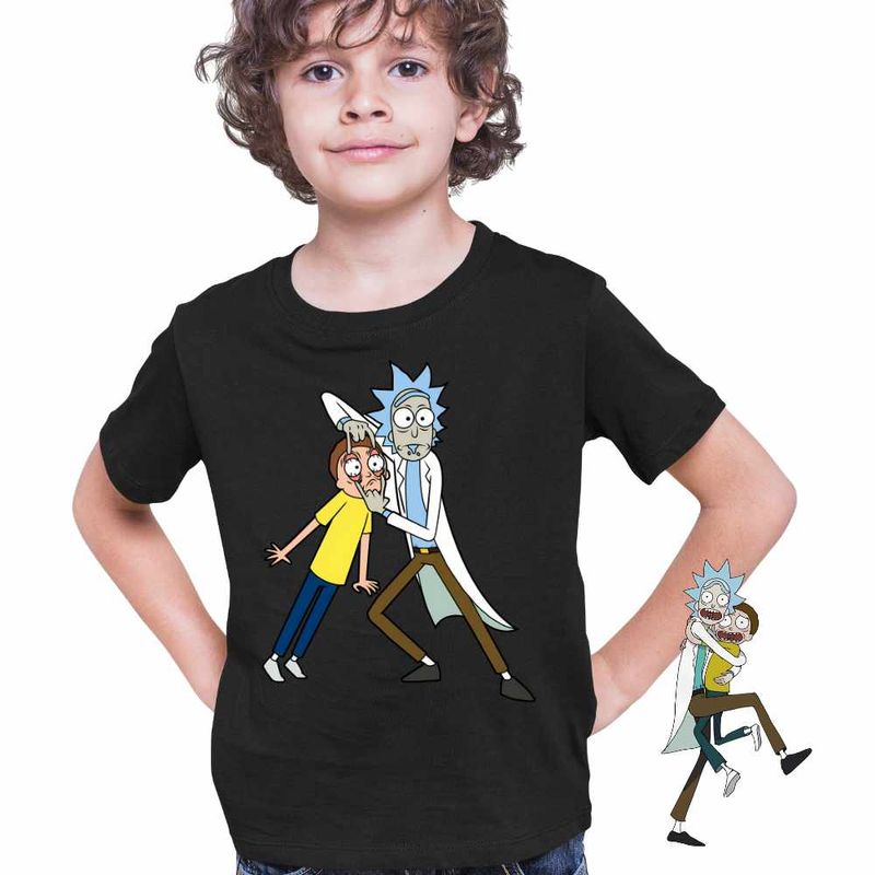 Fashion, accesorii si bijuterii - Copii - Imbracaminte copii - Tricouri copii - Tricou Copii Baieti Rick and Morty Casca Ochii, negru, marime S Copii - Infinity.ro