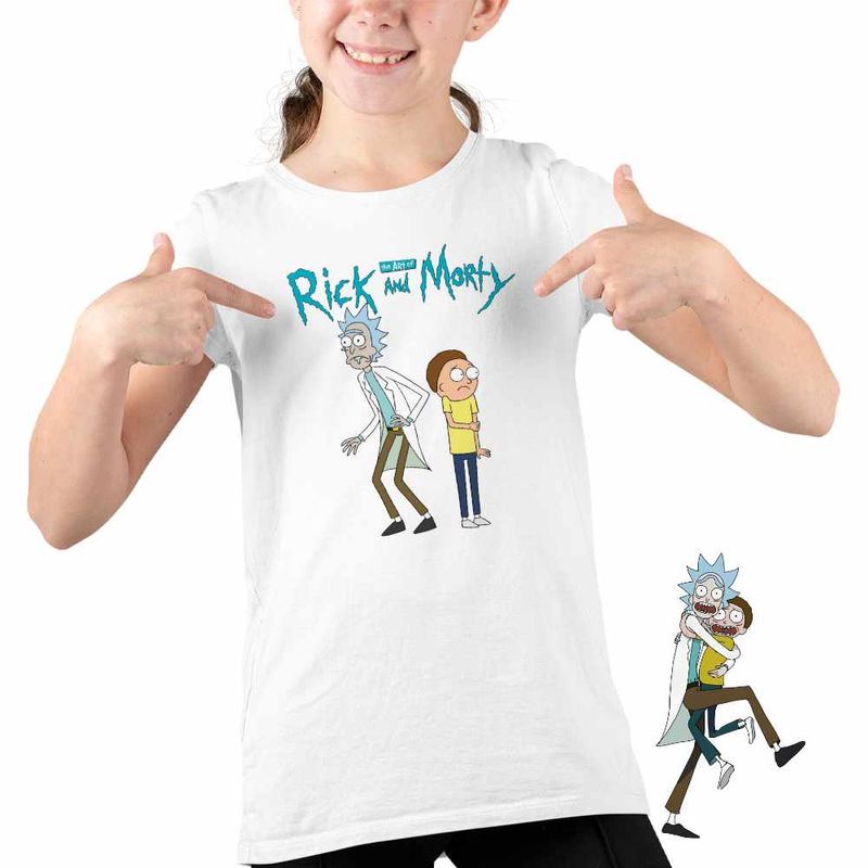 Fashion, accesorii si bijuterii - Copii - Imbracaminte copii - Tricouri copii - Tricou Copii Fete Rick and Morty Cartoon Network, alb, marime M Copii - Infinity.ro