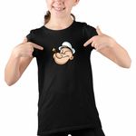 Fashion, accesorii si bijuterii - Copii - Imbracaminte copii - Tricouri copii - Tricou Copii Fete Popeye Marinarul Pescar Pipa Barcagiu, negru, marime S Copii - Infinity.ro
