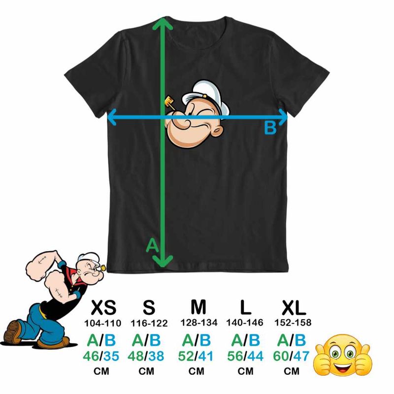 Fashion, accesorii si bijuterii - Copii - Imbracaminte copii - Tricouri copii - Tricou Copii Fete Popeye Marinarul Pescar Pipa Barcagiu, negru, marime S Copii - Infinity.ro