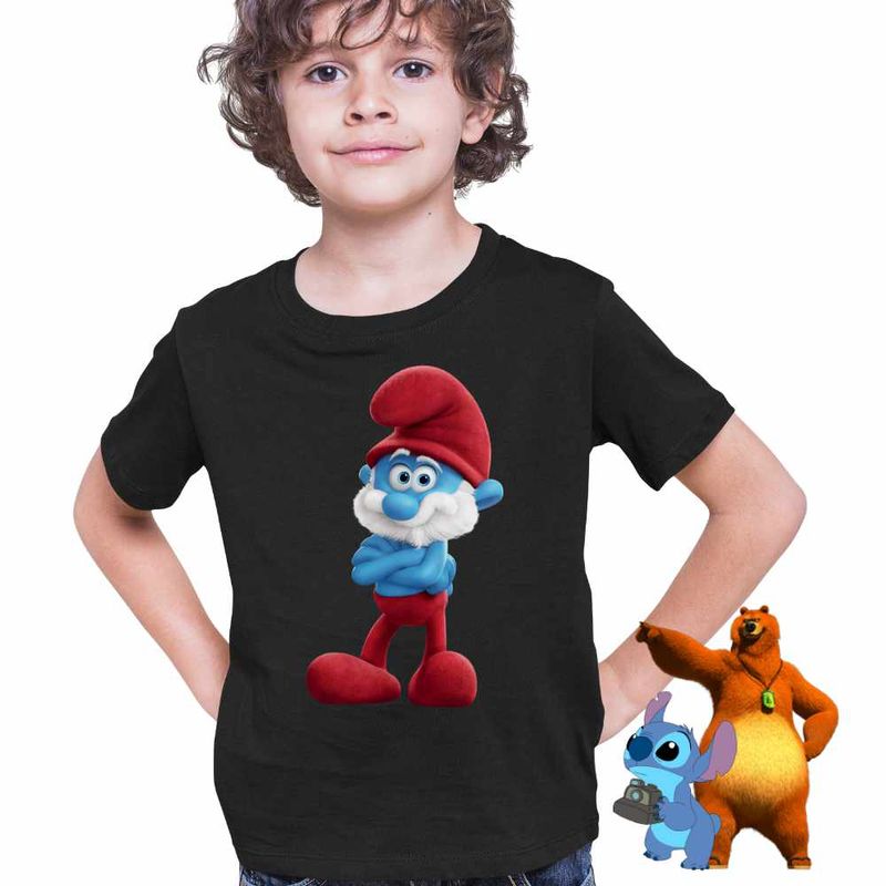 Fashion, accesorii si bijuterii - Copii - Imbracaminte copii - Tricouri copii - Tricou Copii Baieti Strumfii Papa Strumf Strunf CoolTrend, negru, marime XS Copii - Infinity.ro