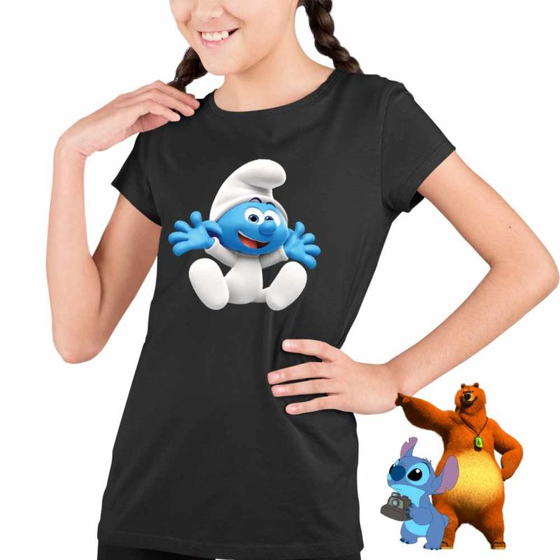Fashion, accesorii si bijuterii - Copii - Imbracaminte copii - Tricouri copii - Tricou Copii Fete Bebe Strumf Strunf CoolTrend, negru, marime XS Copii - Infinity.ro