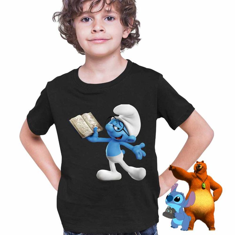 Fashion, accesorii si bijuterii - Copii - Imbracaminte copii - Tricouri copii - Tricou Copii Baieti Istetul Strumfii CoolTrend, negru, marime M Copii - Infinity.ro