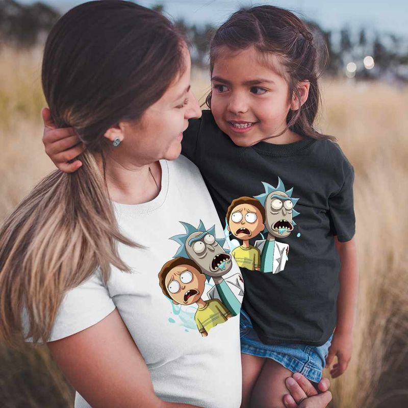Fashion, accesorii si bijuterii - Copii - Imbracaminte copii - Tricouri copii - Tricou Copii Fete Rick and Morty Exploratori Spatiali, alb, marime L Copii - Infinity.ro