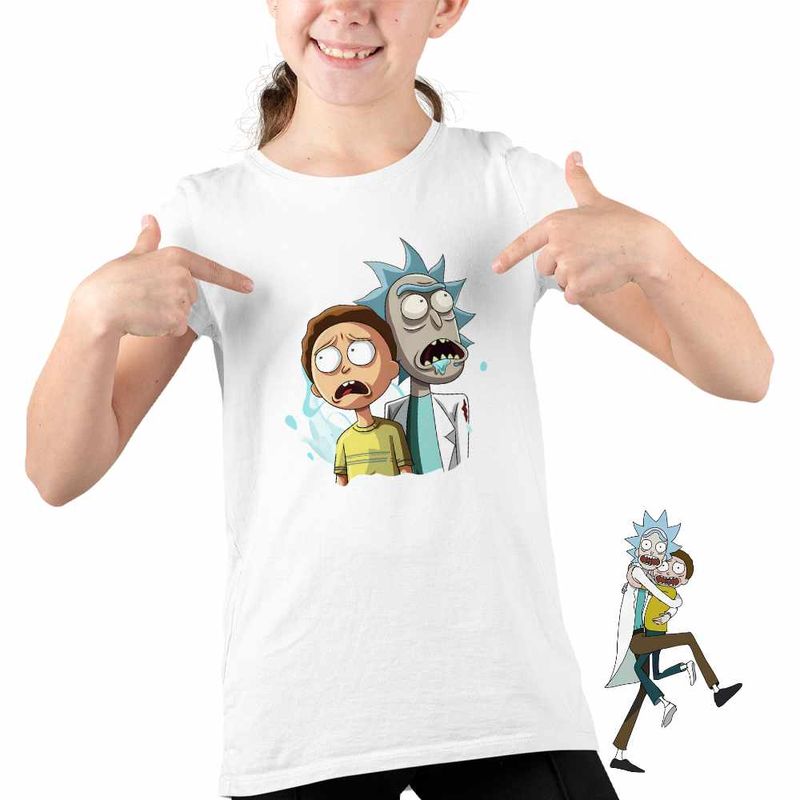 Fashion, accesorii si bijuterii - Copii - Imbracaminte copii - Tricouri copii - Tricou Copii Fete Rick and Morty Exploratori Spatiali, alb, marime L Copii - Infinity.ro