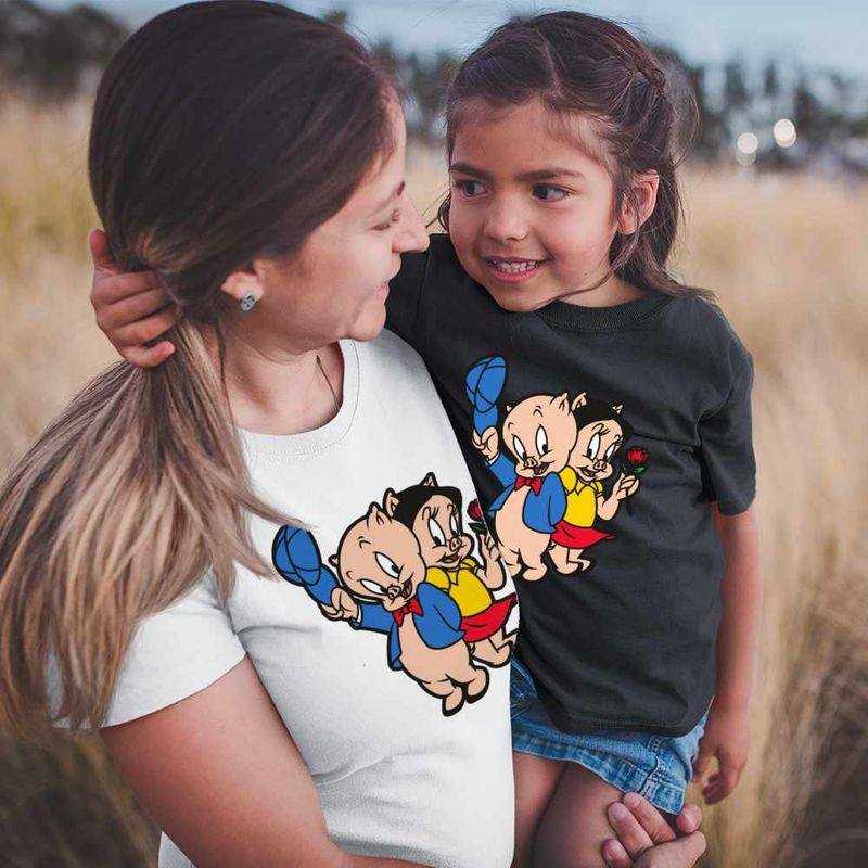 Fashion, accesorii si bijuterii - Copii - Imbracaminte copii - Tricouri copii - Tricou Copii Fete Porky Petunia Looney Tunes, alb, marime M Copii - Infinity.ro