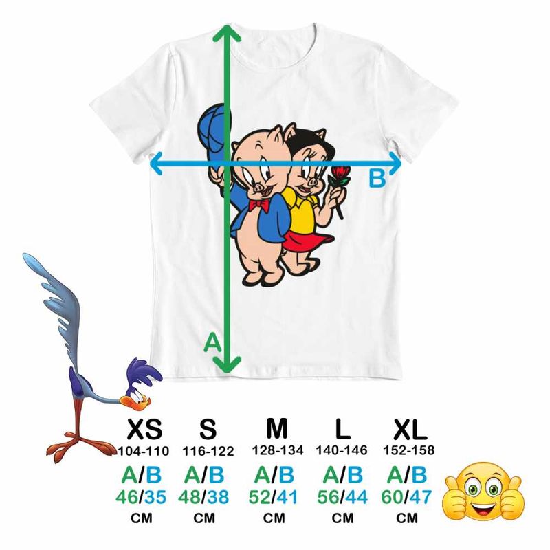 Fashion, accesorii si bijuterii - Copii - Imbracaminte copii - Tricouri copii - Tricou Copii Fete Porky Petunia Looney Tunes, alb, marime M Copii - Infinity.ro