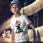 Fashion, accesorii si bijuterii - Copii - Imbracaminte copii - Tricouri copii - Tricou Copii Baieti Popeye Marinarul Olive Pupat Dragobete, alb, marime M Copii - Infinity.ro