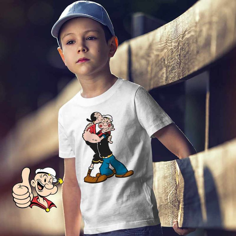 Fashion, accesorii si bijuterii - Copii - Imbracaminte copii - Tricouri copii - Tricou Copii Baieti Popeye Marinarul Olive Pupat Dragobete, alb, marime M Copii - Infinity.ro