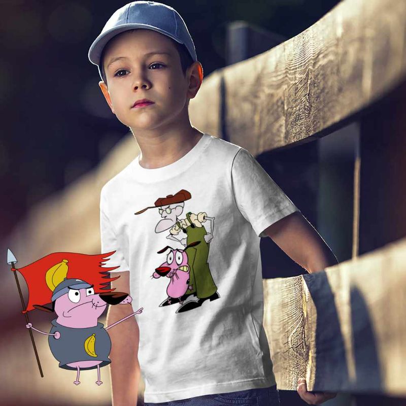 Fashion, accesorii si bijuterii - Copii - Imbracaminte copii - Tricouri copii - Tricou Copii Baieti Curaj Cainele Fricos Bunicu Beagle, alb, marime S Copii - Infinity.ro