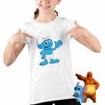 Fashion, accesorii si bijuterii - Copii - Imbracaminte copii - Tricouri copii - Tricou Copii Fete Strumf Vesel CoolTrend, alb, marime M Copii - Infinity.ro