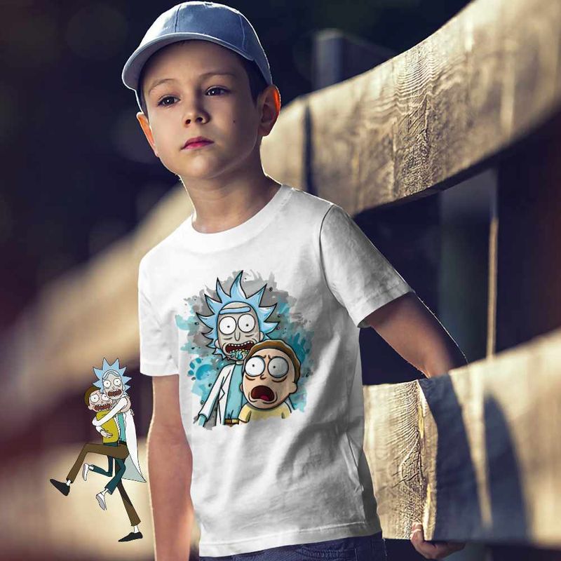 Fashion, accesorii si bijuterii - Copii - Imbracaminte copii - Tricouri copii - Tricou Copii Baieti Rick and Morty Cercetator Nepot Asistent, alb, marime L Copii - Infinity.ro