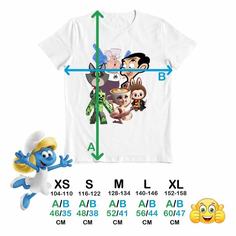Fashion, accesorii si bijuterii - Copii - Imbracaminte copii - Tricouri copii - Tricou Copii Fete Taffy Mr Bean Creeper Balerina Labubu Harry Potter CoolTrend, alb, marime M Copii - Infinity.ro