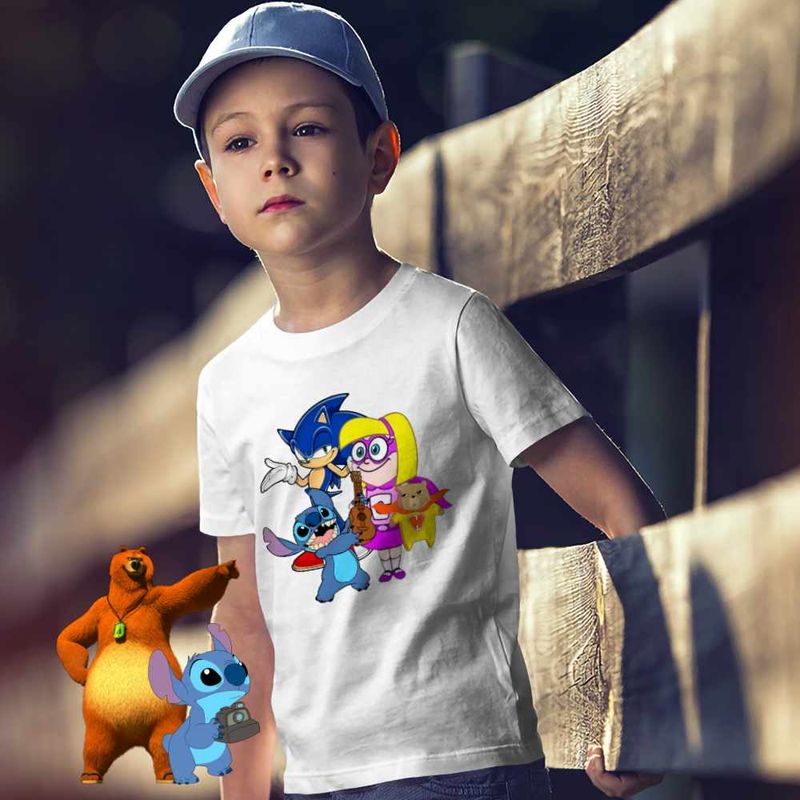 Fashion, accesorii si bijuterii - Copii - Imbracaminte copii - Tricouri copii - Tricou Copii Baieti Hamster Gretel Sonic Stitch CoolTrend, alb, marime XL Copii - Infinity.ro
