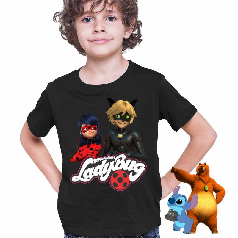 Fashion, accesorii si bijuterii - Copii - Imbracaminte copii - Tricouri copii - Tricou Copii Baieti Miraculos Buburuza Motanul Noir CoolTrend, negru, marime XL Copii - Infinity.ro