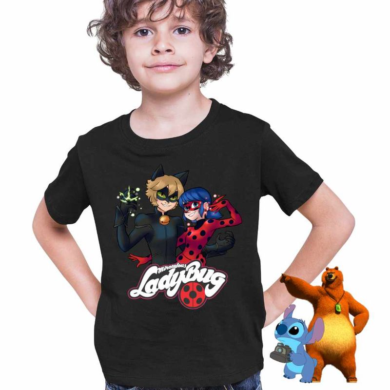 Fashion, accesorii si bijuterii - Copii - Imbracaminte copii - Tricouri copii - Tricou Copii Baieti Desene Buburuza Motanul Noir Miraculos CoolTrend, negru, marime M Copii - Infinity.ro