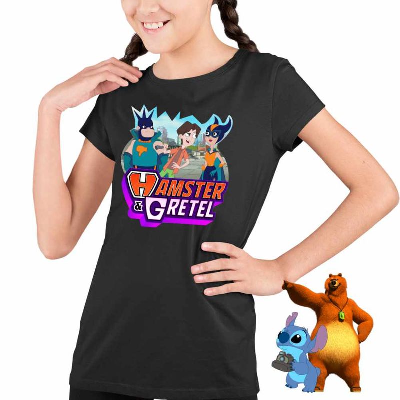 Fashion, accesorii si bijuterii - Copii - Imbracaminte copii - Tricouri copii - Tricou Copii Fete Kevin Grant Gomez Hamster Gretel CoolTrend, negru, marime L Copii - Infinity.ro