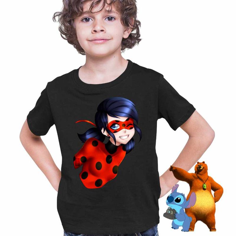 Fashion, accesorii si bijuterii - Copii - Imbracaminte copii - Tricouri copii - Tricou Copii Baieti Miraculos Buburuza Marinette Ladybug Miraculous CoolTrend, negru, marime S Copii - Infinity.ro