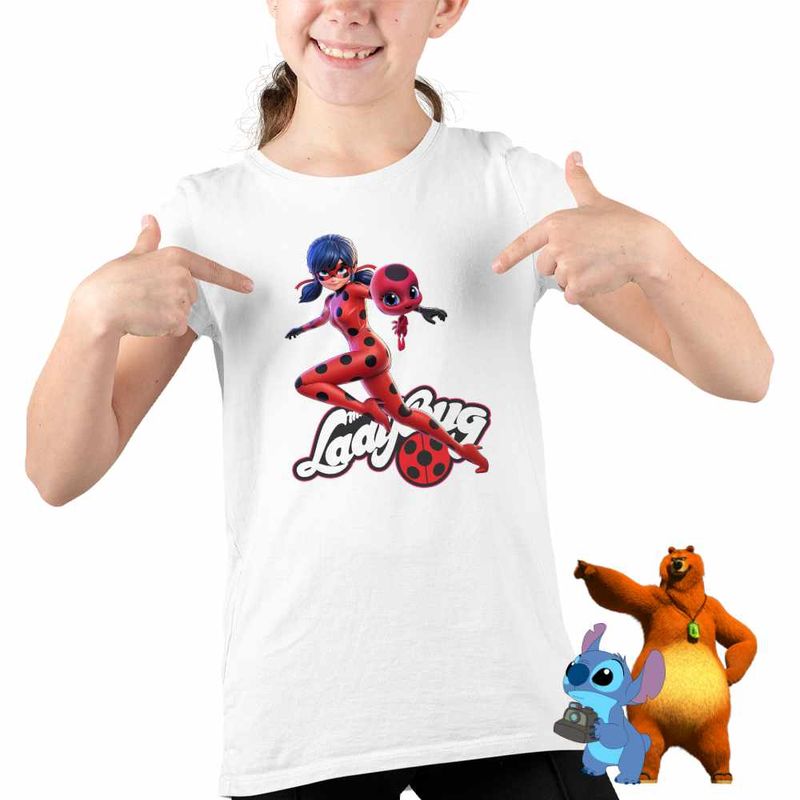 Fashion, accesorii si bijuterii - Copii - Imbracaminte copii - Tricouri copii - Tricou Copii Fete Buburuza Marinette Tikki Ladybug Miraculos CoolTrend, alb, marime M Copii - Infinity.ro