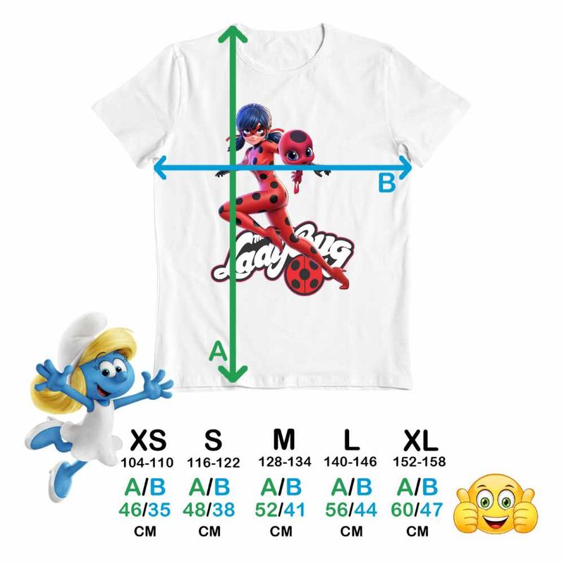 Fashion, accesorii si bijuterii - Copii - Imbracaminte copii - Tricouri copii - Tricou Copii Fete Buburuza Marinette Tikki Ladybug Miraculos CoolTrend, alb, marime M Copii - Infinity.ro