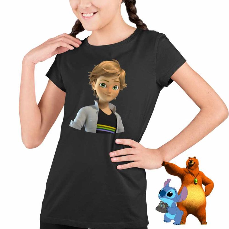 Fashion, accesorii si bijuterii - Copii - Imbracaminte copii - Tricouri copii - Tricou Copii Fete Adrien Agreste Miraculous Buburuza Noir CoolTrend, negru, marime XL Copii - Infinity.ro