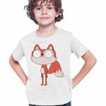 Fashion, accesorii si bijuterii - Copii - Imbracaminte copii - Tricouri copii - Tricou Copii Baieti Candle Fox Kiff Dublat CoolTrend, alb, marime XS Copii - Infinity.ro
