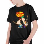 Fashion, accesorii si bijuterii - Copii - Imbracaminte copii - Tricouri copii - Tricou Copii Baieti Phineas and Ferb Chitara Trupa CoolTrend, negru, marime XS Copii - Infinity.ro