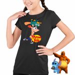 Fashion, accesorii si bijuterii - Copii - Imbracaminte copii - Tricouri copii - Tricou Copii Fete Phineas si Ferb Dublat Perry Alearga CoolTrend, negru, marime S Copii - Infinity.ro
