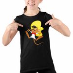 Fashion, accesorii si bijuterii - Copii - Imbracaminte copii - Tricouri copii - Tricou Copii Fete Speedy Gonzalez Looney Tunes, negru, marime XL Copii - Infinity.ro