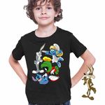 Fashion, accesorii si bijuterii - Copii - Imbracaminte copii - Tricouri copii - Tricou Copii Baieti Marvin Stitch Bugs Bunny Strumfita Strumfii, negru, marime XL Copii - Infinity.ro