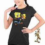 Fashion, accesorii si bijuterii - Copii - Imbracaminte copii - Tricouri copii - Tricou Copii Fete Speedy Gonzales SpongeBob Road Runner, negru, marime XL Copii - Infinity.ro