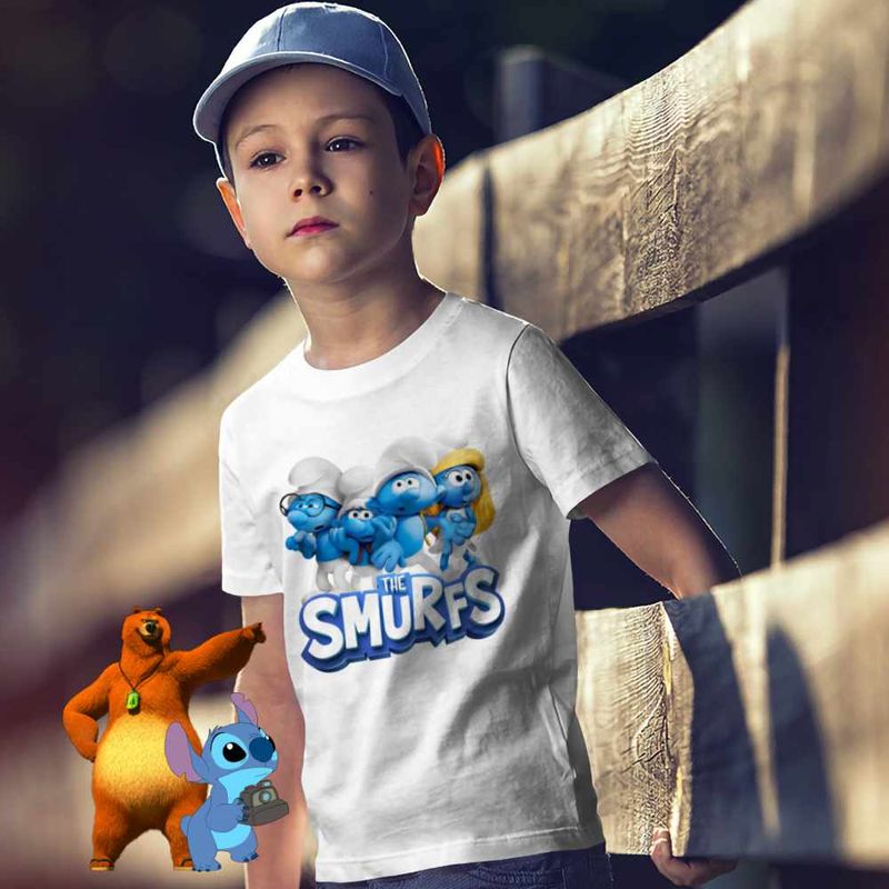Fashion, accesorii si bijuterii - Copii - Imbracaminte copii - Tricouri copii - Tricou Copii Baieti Strumfii Aventuri CoolTrend, alb, marime XS Copii - Infinity.ro
